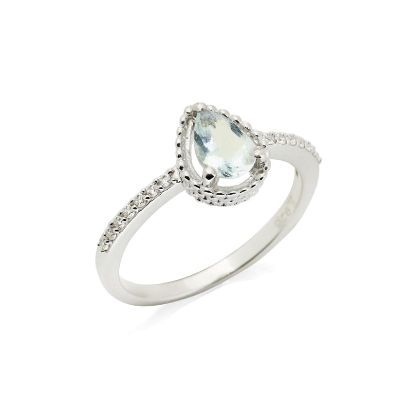 Anello acquamarina blu goccia naturale — per缨络