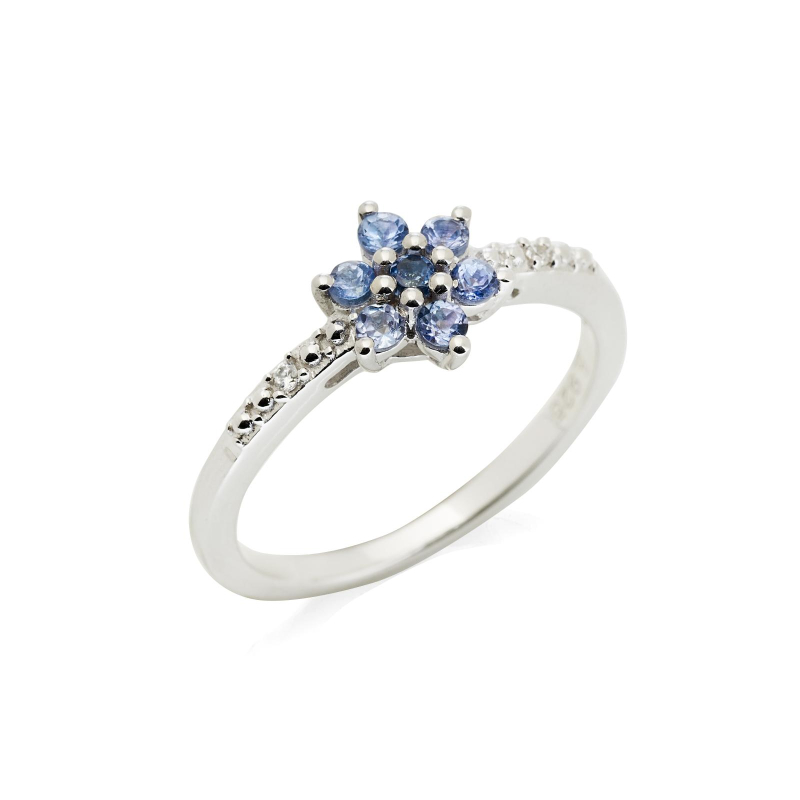 Anello fiore tanzanite blu — per evocare l'essenza del cielo