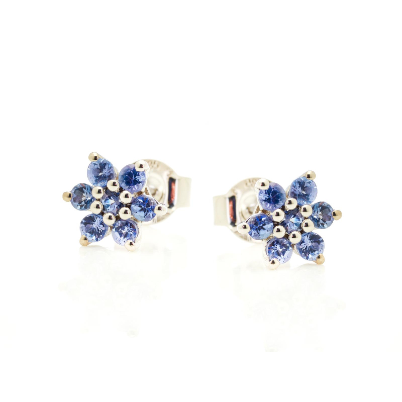 Orecchini lobo fiore tanzanite blu — per portare con te un'intenzione