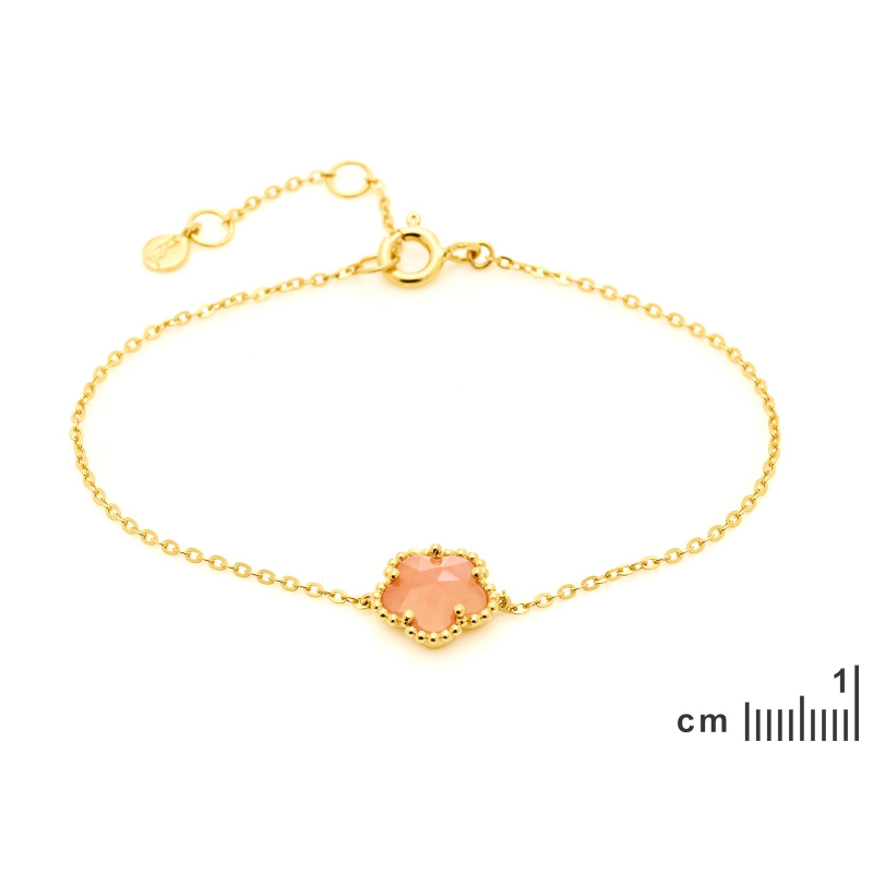Bracciale fiore a 5 petali in quarzo rosa — per portare l'amore nel cuore — foto 1