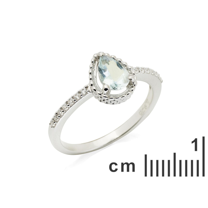 Anello acquamarina blu goccia naturale — per缨络 — foto 1