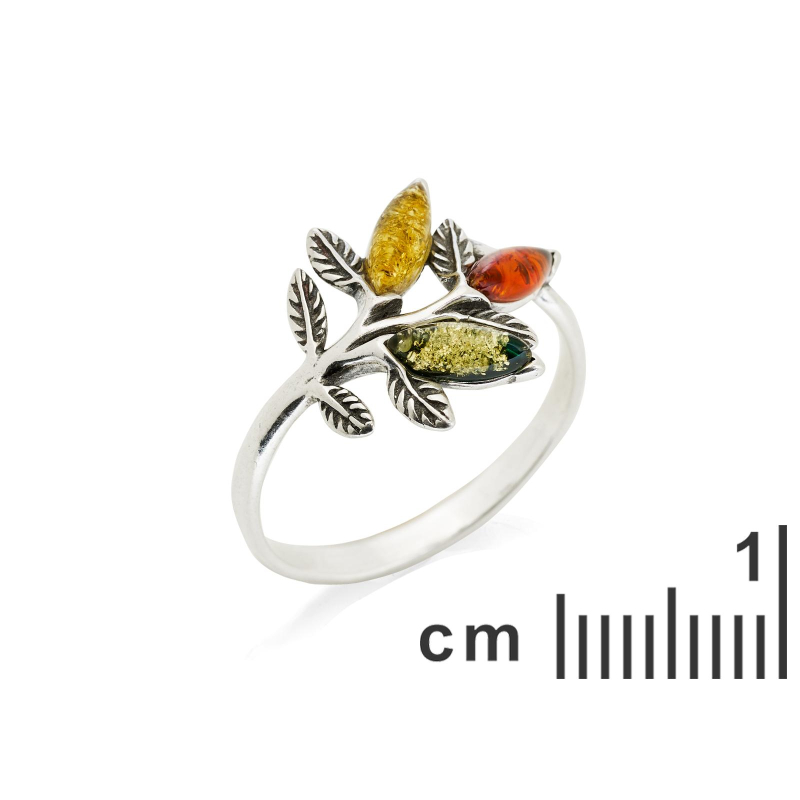 Anello foglie ambra multicolore — per legare il tuo cuore — foto 1