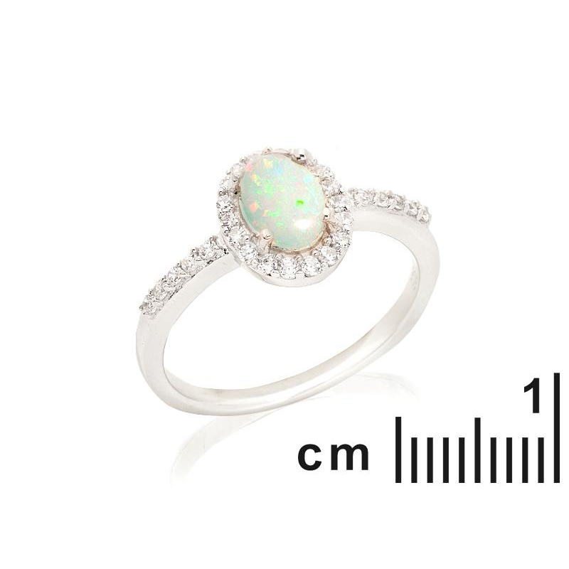 Anello ovale con opale e zirconio — per evocare l'essenza naturale — foto 1