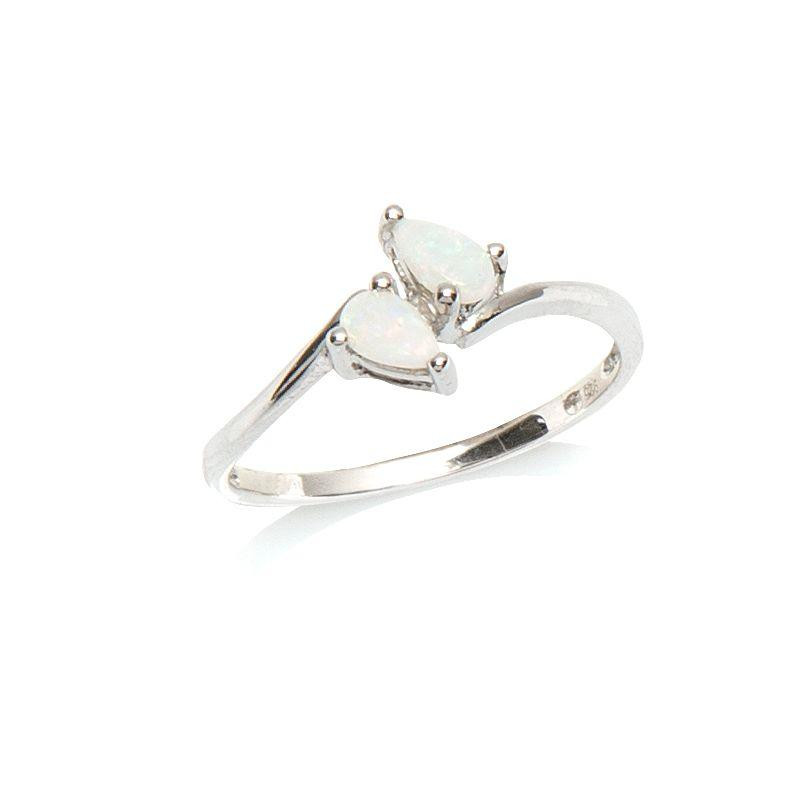 Anello in argento rodiato con opale bianco australiano — per custodire la tua luce