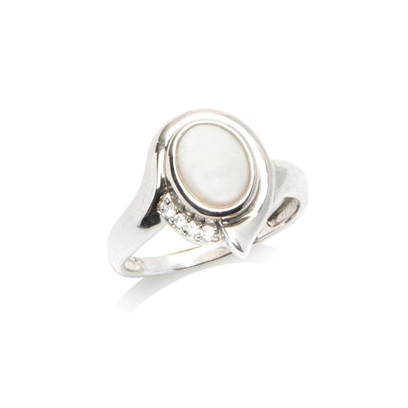 Anello in argento 925 con opale ovale e zirconio — per custodire