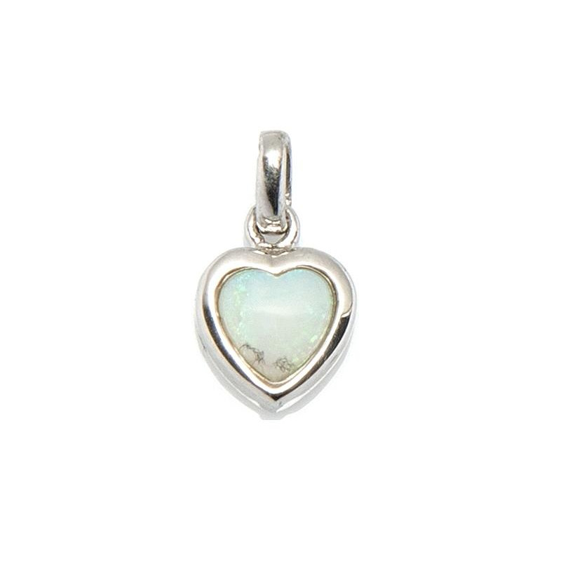 Ciondolo cuore opale bianco — Amore puro