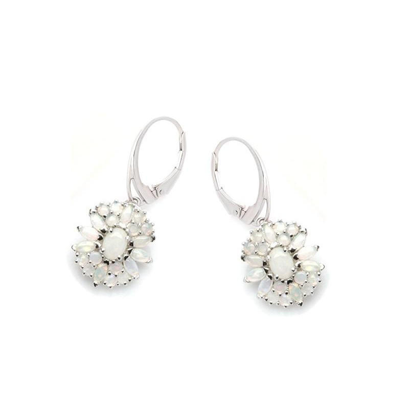 Orecchini in argento rodiato con opale bianco naturale — per custodire luce interiore
