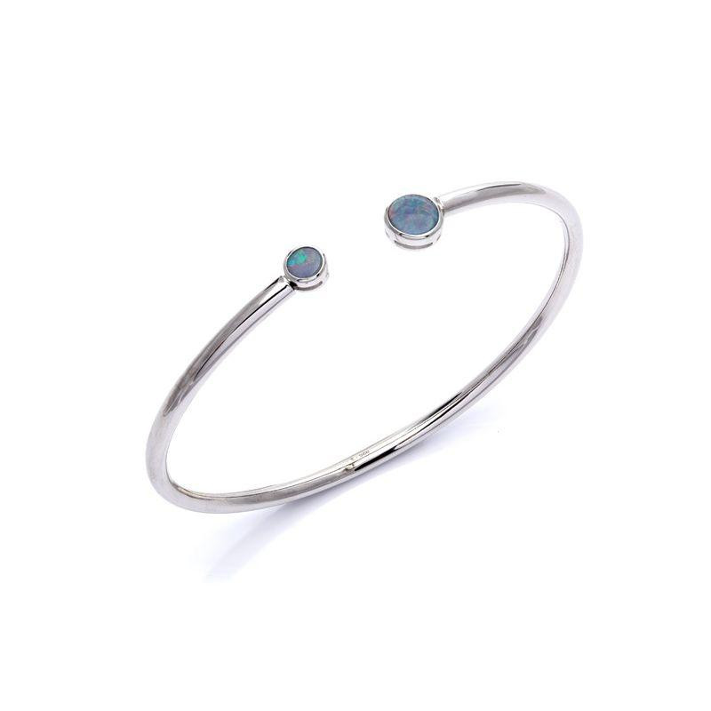 Bracciale con doppietto rotondo opale blu — per custodire i tuoi sogni