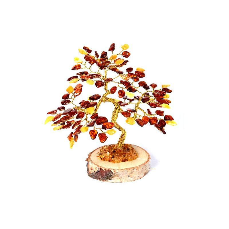 Albero della felicità in legno di betulla con ambra per un angolo di serenità — per creare un'atmosfera calda e accoglie