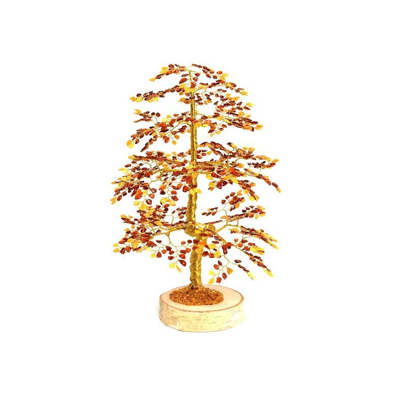 L'albero della felicità in legno di betulla con petali in ambra, un tocco elegante per un angolo accogliente.