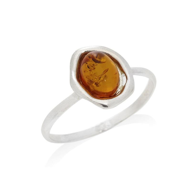 Anello ambra cognac — per custodire i ricordi (cod. 8790)