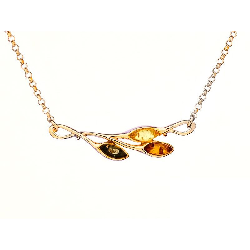 Collana di ambra multicolore in argento dorato 925 – per custodire luce interiore