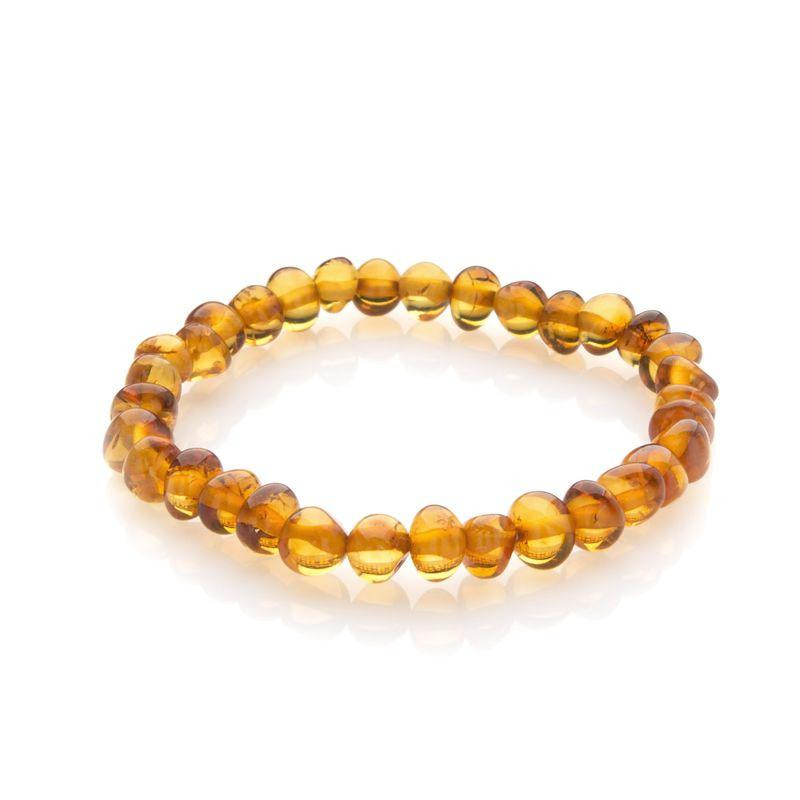 Bracciale per bambini con ambra cognac naturale del Mar Baltico, lunghezza 12-13 cm