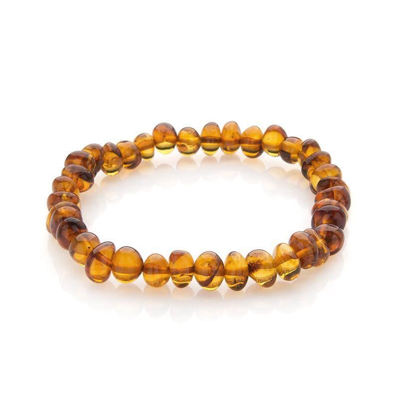 Bracciale con ambra cognac naturale del Mar Baltico, lunghezza 18-19 cm