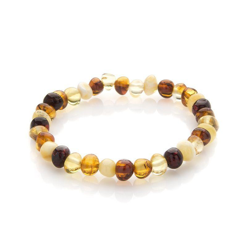 Bracciale con ambra naturale multicolore del Mar Baltico, lunghezza 17-18 cm