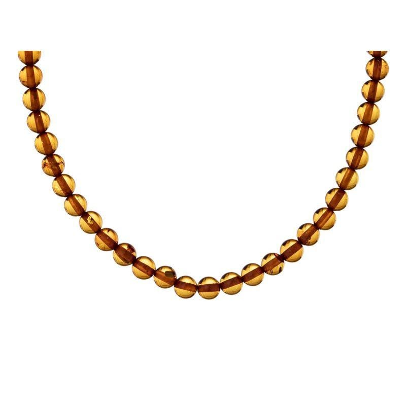 Collana con sfera di ambra cognac naturale del Mar Baltico, lunghezza 45 cm