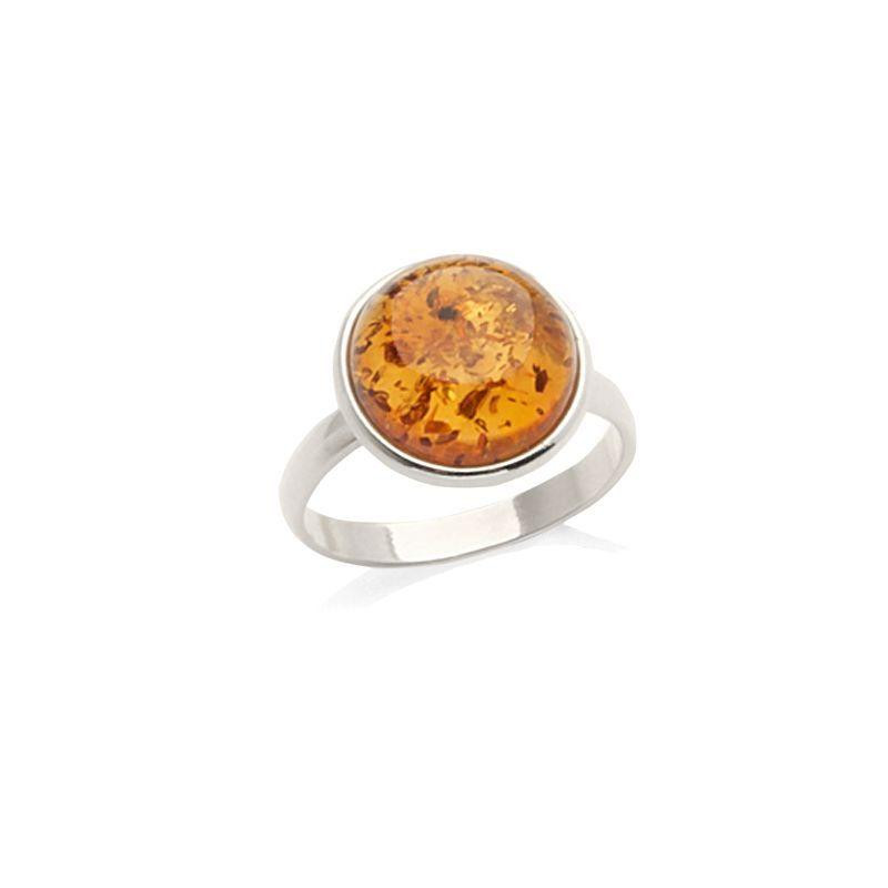 Anello tondo ambra cognac — per racchiudere il sole