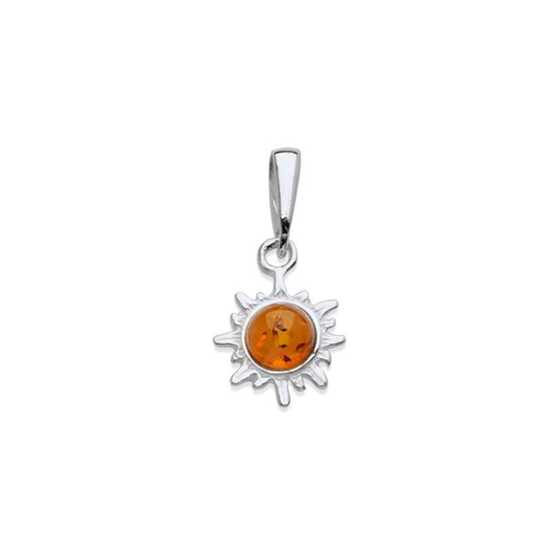 Ciondolo sole ambra cognac — luce del ricordo