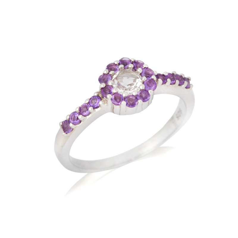 Anello cristallo rocca ametista argento 925 — per evocare il mistero