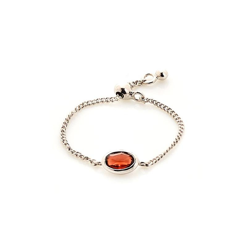 Anello ovale regolabile con granato rosso — per portare l'amore nel cuore