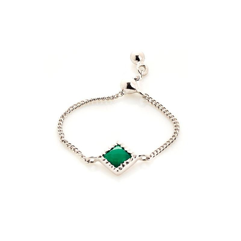 Anello quadrato regolabile con onice verde — per evocare natura pura