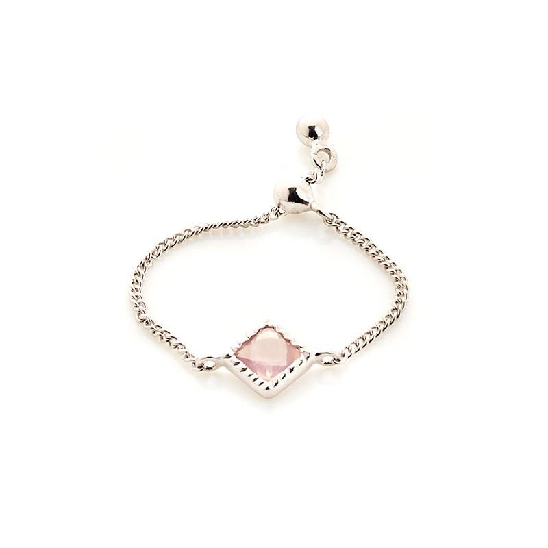 Anello quadrato regolabile con quarzo rosa — per onorare la tua essenza