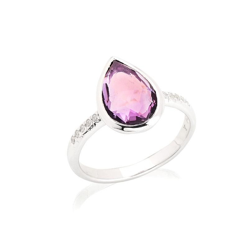 Anello goccia ametista e zirconio — per racchiudere l'essenza