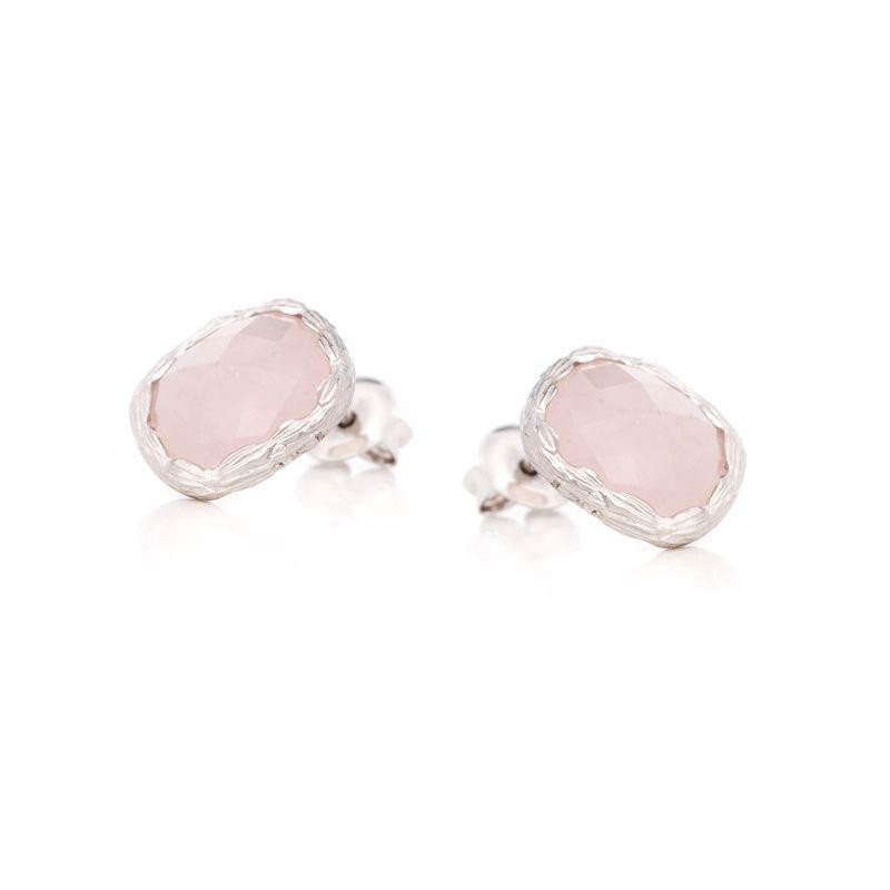 Orecchini a bottone con quarzo rosa — per portare dolcezza naturale