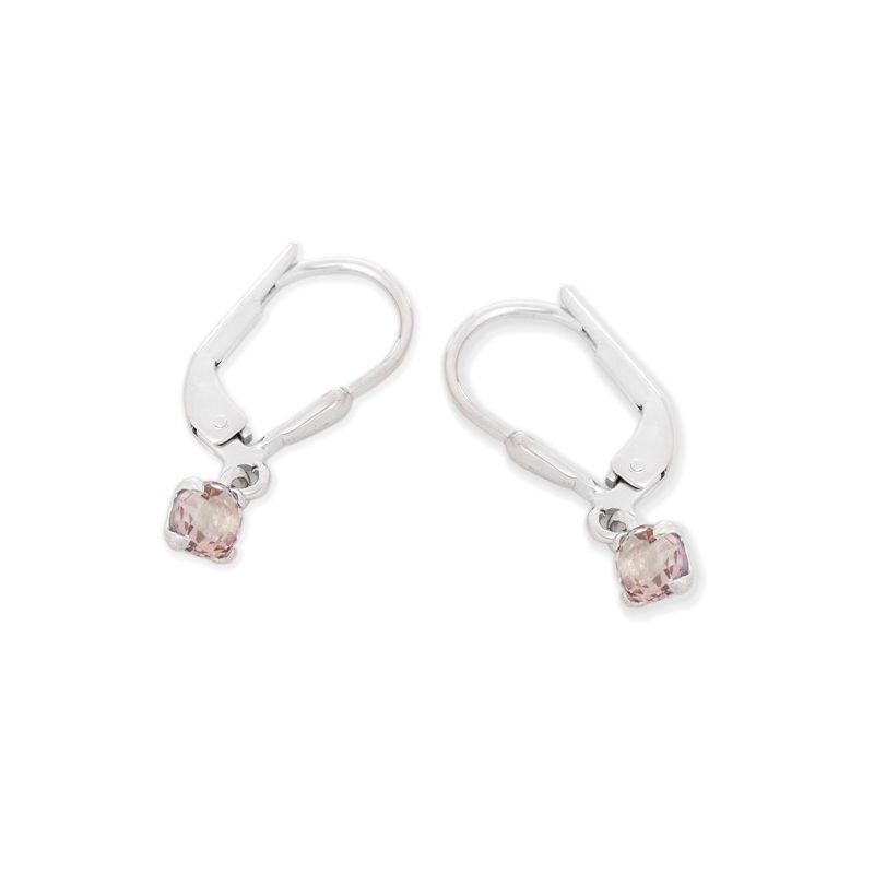 Orecchini in argento 925 rodiato con quarzo rosa naturale — per custodire l’amore