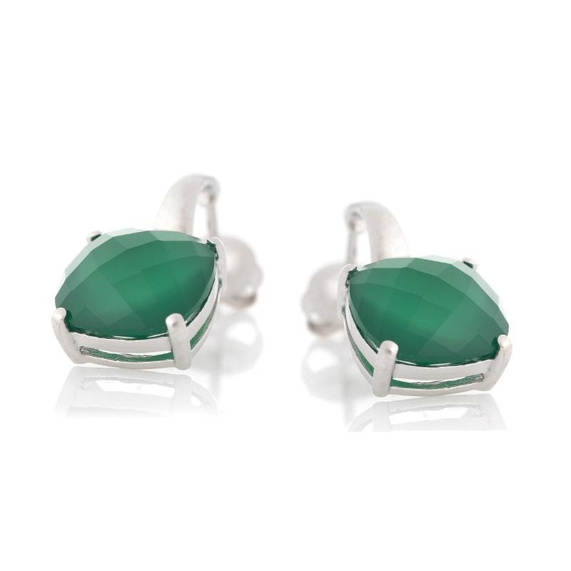 Orecchini in argento rodiato con onice verde naturale — per celebrare la tua eleganza