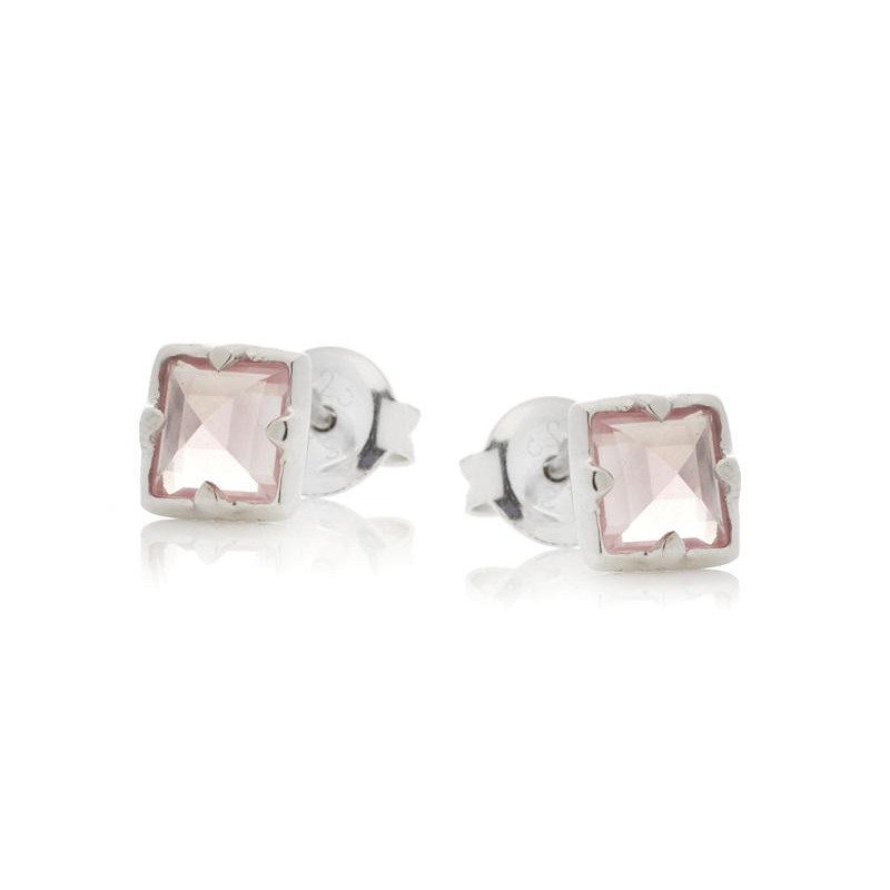 Orecchini in argento 925 rodiato con quarzo rosa naturale — per custodire l’amore di sé