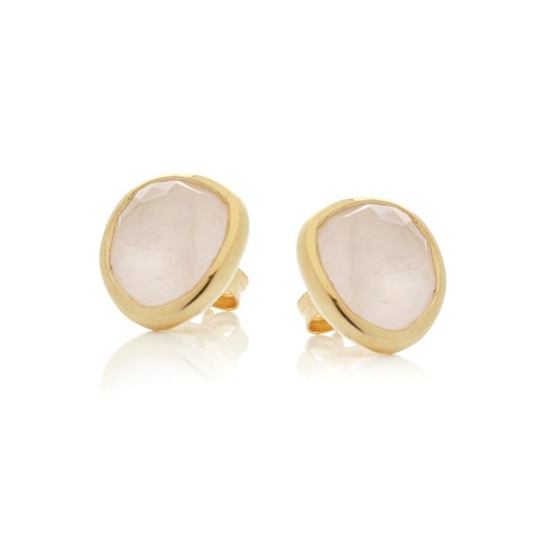 Orecchini in argento 925 dorato con quarzo rosa naturale — per ricordare il tuo cuore