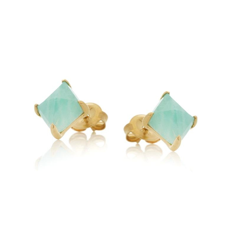 Orecchini in argento 925 dorato con amazzonite blu naturale — per ricordare la serenità