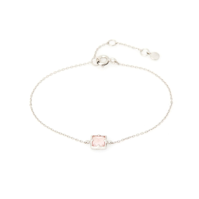 Bracciale Quarzo Rosa Quadrato — Detta Serenità