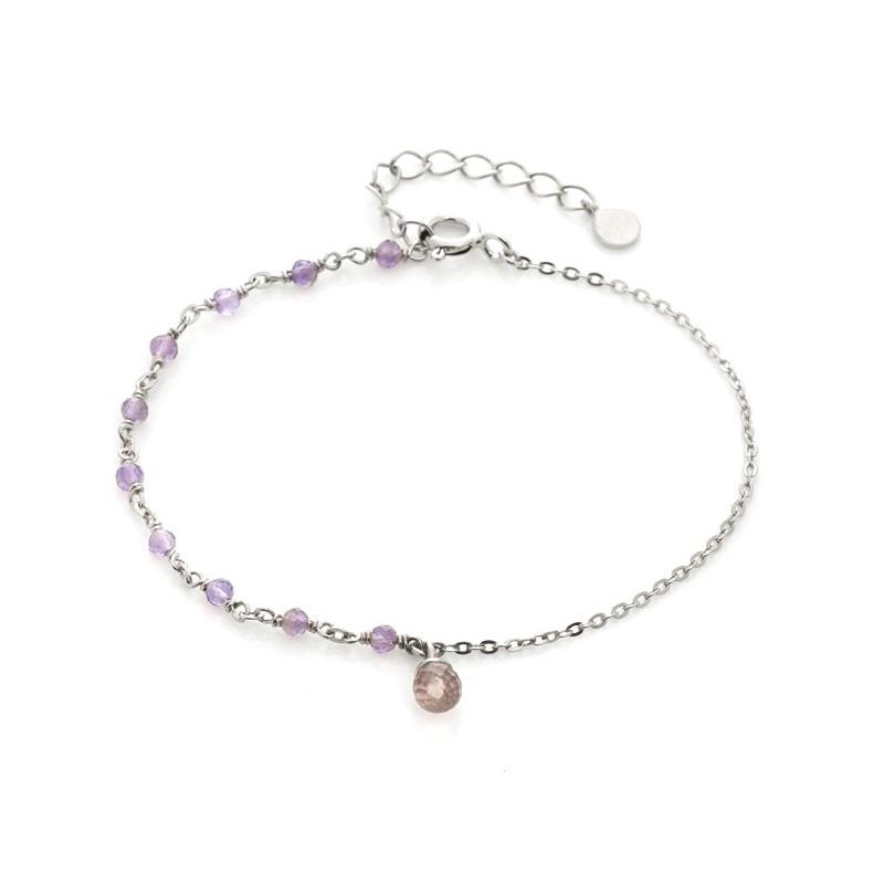 Bracciale Ametista e Quarzo Rosa — Potere Pura Essenza