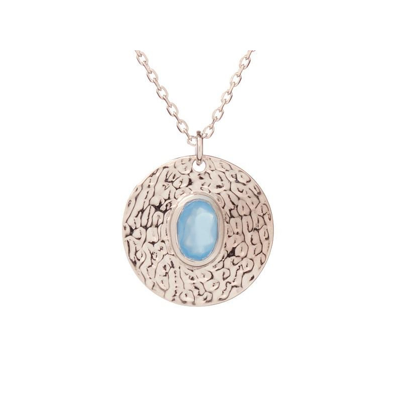 Collana in argento rodiato con calcedonio azzurro – per custodire serenità interiore