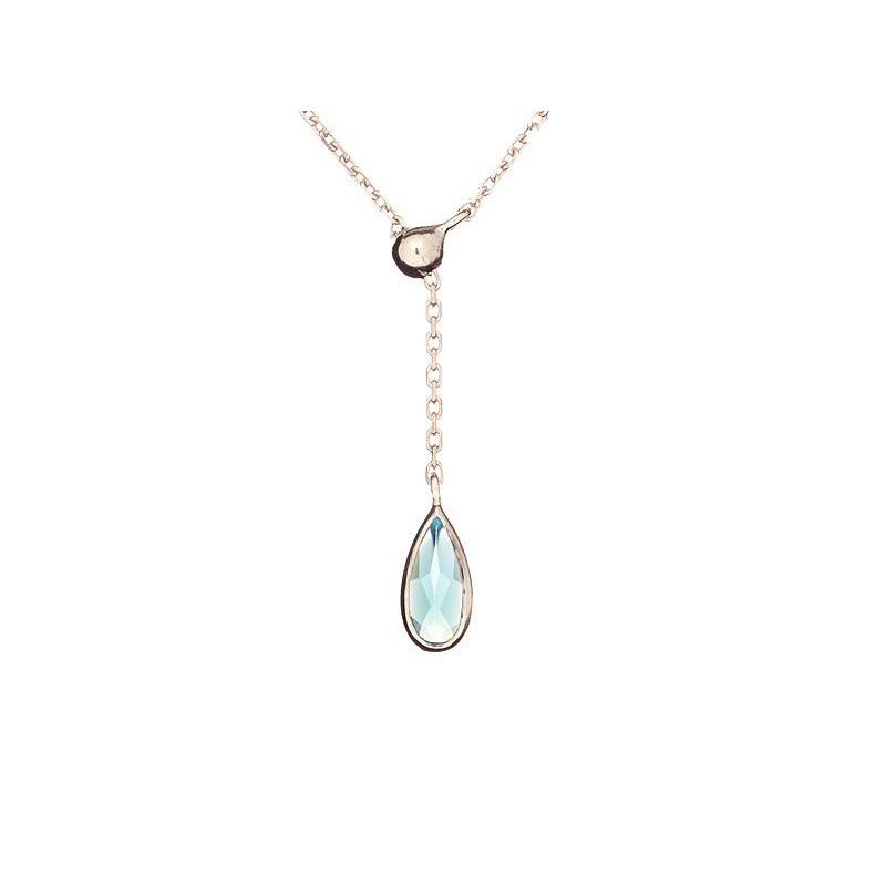 Collana goccia in argento rodiato con calcedonio azzurro — per custodire la tua serenità