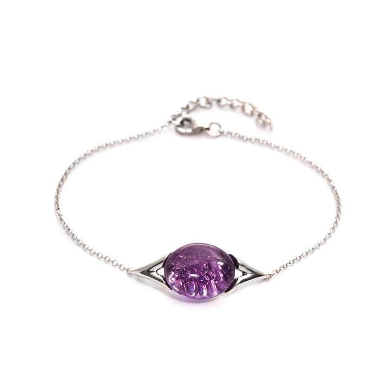 Bracciale in argento rodiato con ametista viola ovale — per celebrare la tua luce