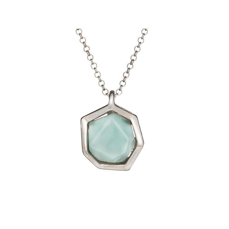 Collana in argento rodiato con agata acqua – per custodire la tua serenità