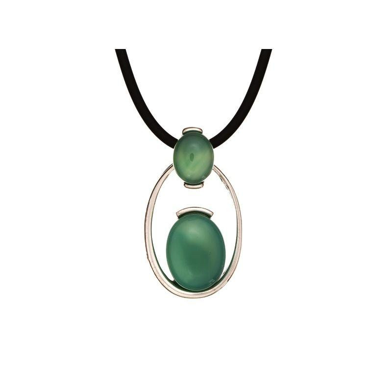 Collana in argento rodiato con agata verde – per custodire la tua serenità