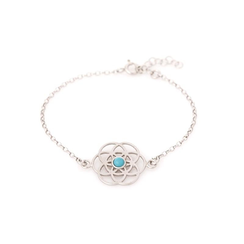 Bracciale fiore della vita turchese — per vivere intensamente