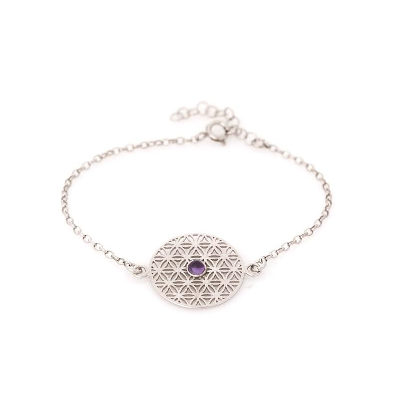 Bracciale fiore della vita con ametista viola — evoca il tuo equilibrio interiore