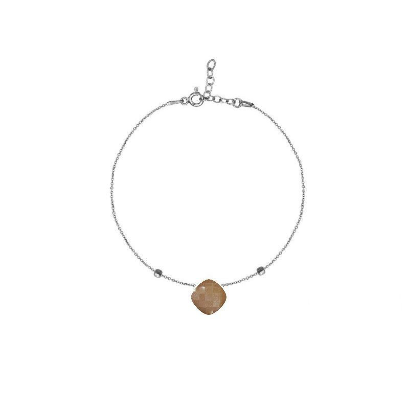 Bracciale in argento rodiato con pietra di luna rosa — per ricordare la tua luce interiore