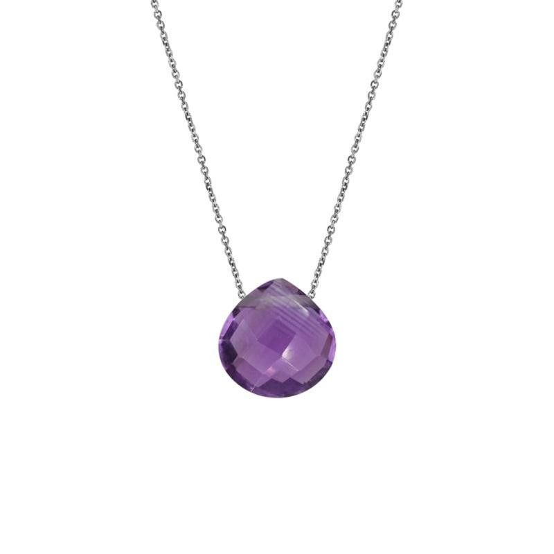 Collana cuore in argento 925 rodiato con ametista viola — per custodire il tuo amore