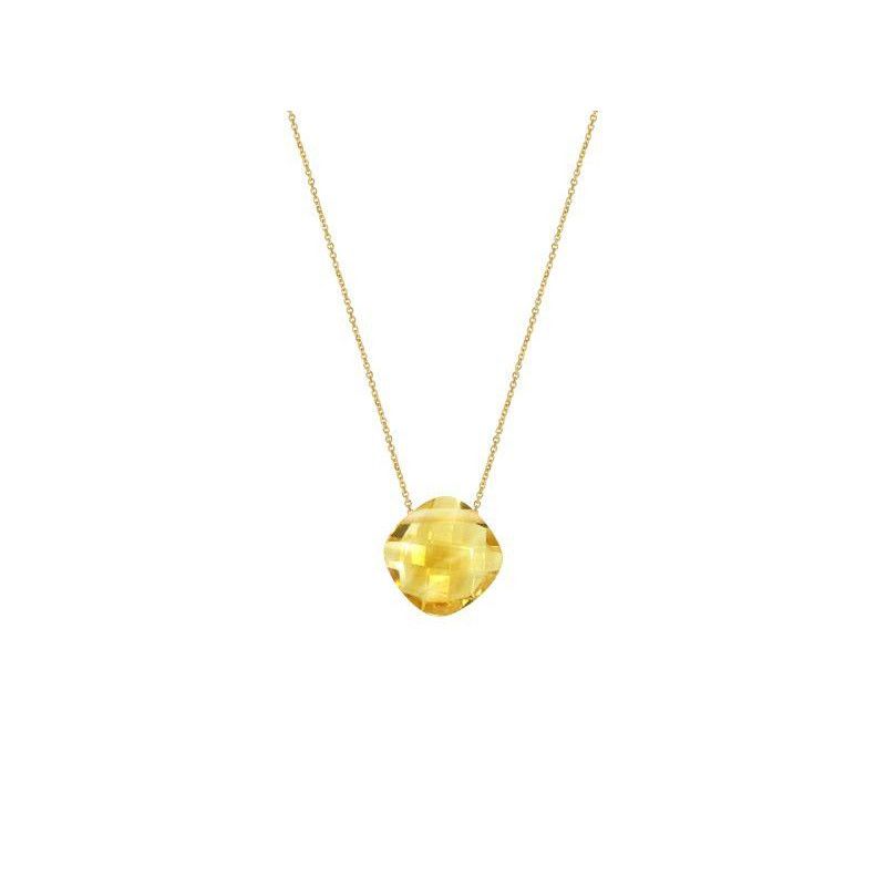 Collana con citrino giallo naturale taglio cuscino, in oro 750, lunghezza 42 + 3 cm — foto 1