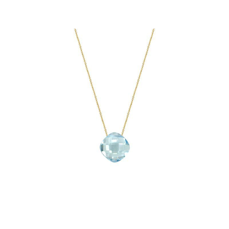 Collana con topazio blu naturale taglio cuscino, in oro 750, lunghezza 42 + 3 cm — foto 1