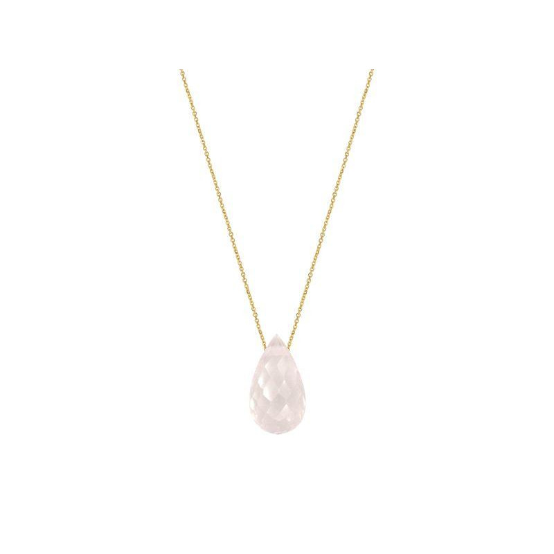 Collana con quarzo rosa naturale taglio goccia, in oro 750, lunghezza 42 + 3 cm — foto 1