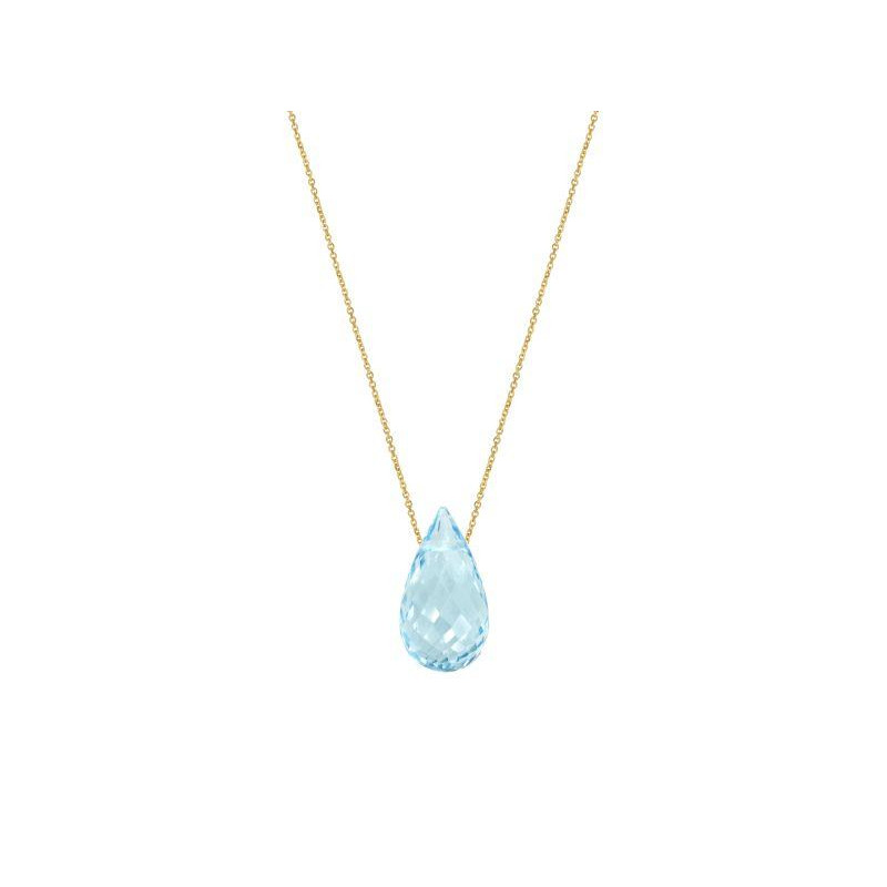 Collana con topazio blu naturale taglio goccia, in oro 750, lunghezza 42 + 3 cm — foto 1