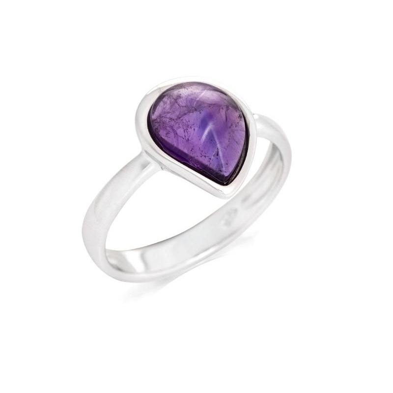 Anello in argento 925 rodiato con ametista viola naturale — per accendere