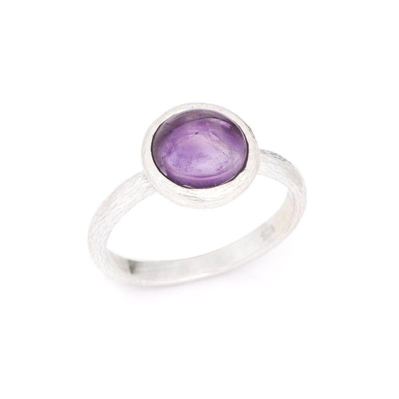 Anello in argento 925 rodiato con ametista viola naturale — per custodire la tua serenità (cod. 9475)